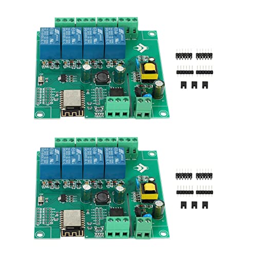 2X ESP8266 Drahtloses WIFI 4 Kanal Relais Modul ESP-12F Wifi Entwicklungs Platine für 5V / 8-80V Netzteil von OICIB