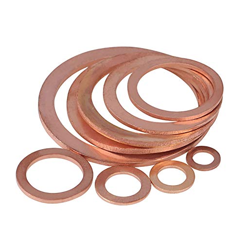 100 Stück flache Kupferscheiben – M3 M4 M5 M6 M7 M8 Messing-Dichtungen for Abdichten und Befestigen(M6x12x2mm) von OIEWRYZLE