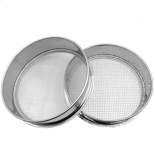 25 cm rundes Maschensieb aus 304er Edelstahl – vielseitiges Mehlsieb for Backen, Filtern von Pulver und Abseihen von Flüssigkeiten(20) von OIEWRYZLE
