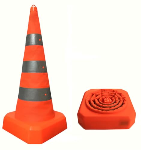 Faltbares Straßenwarnschild – orangefarbener reflektierender Verkehrskegel for Fahrübungen und Straßenparken(70cmeters) von OIEWRYZLE