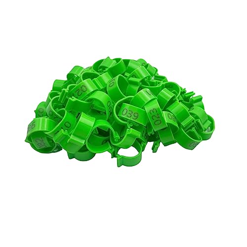 OIEWRYZLE 100 Stück 20 mm Hühnerbeinringe – langlebige Geflügelidentifikationsringe for Enten, Hennen und Hühner(Green) von OIEWRYZLE