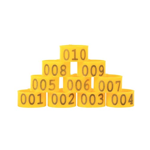 OIEWRYZLE 100 Stück Clip-On-Beinbänder zur Geflügelidentifikation – 16/25 mm, Wiederverwendbare Kunststoffbänder for die Hühnerhaltung(Yellow,16mm) von OIEWRYZLE