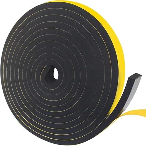 OIEWRYZLE 2M/10M selbstklebender Dichtungsstreifen aus EVA-Schaum – schwarze Antikollisionsdichtung for Türen, Fenster und Elektronik(10mm x 10mm x 2m) von OIEWRYZLE