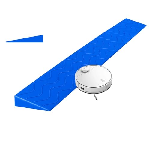 Rutschfeste Rollstuhlrampe aus Gummi – 1 bis 4 Zoll Anstieg – Tragbare und zuschneidbare Schwellenmatte for den Heim- und Außenbereich(Blue,H 315IN) von OIEWRYZLE