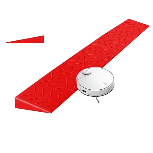 Rutschfeste Rollstuhlrampe aus Gummi – 1 bis 4 Zoll Anstieg – Tragbare und zuschneidbare Schwellenmatte for den Heim- und Außenbereich(Red,H 2.36IN) von OIEWRYZLE
