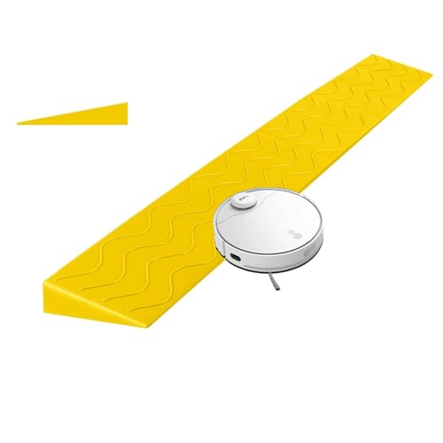 Rutschfeste Rollstuhlrampe aus Gummi – 1 bis 4 Zoll Anstieg – Tragbare und zuschneidbare Schwellenmatte for den Heim- und Außenbereich(Yellow,H 2.36IN) von OIEWRYZLE