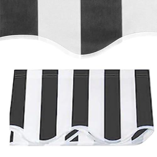 Strapazierfähiger Ersatzstoff for einziehbare Markisen mit Streifen – wasserdichtes Sonnenschutzdach aus Polyester for die Terrasse im Freien(Black,400x300cm) von OIEWRYZLE