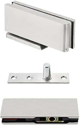 OIFAODAO, 1 Satz Glastürscharniere Hydraulikpuffer Zapfenscharniere Edelstahl gebürstet Glasklemmen Badklemmen Duschtürbeschläge for 10-12mm Hartglas ，Glasscharniere(Brushed Silver) von OIFAODAO