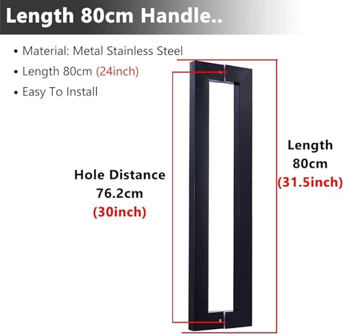 OIFAODAO, Außenbeschläge for Scheunentore, moderner langer Haltegriff aus Edelstahl, Griff vorne am Eingang satiniertem Nickel, Installation von Glasschiebetoren im Büro ，Türgriffe(Black,60CM) von OIFAODAO