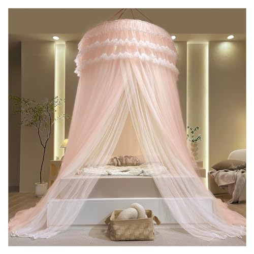 OIFAODAO, Betthimmel, for Mädchen, Queen-Size-Betthimmel, Bettvorhänge, Moskitonetz fürs Bett,Baldachin(Light Pink) von OIFAODAO