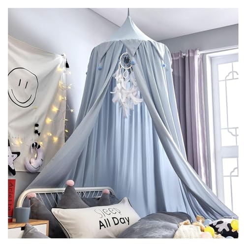 OIFAODAO, Betthimmel, runder kuppelförmiger Hängehimmel for Baby Brib, Kinderzimmer-Dekor, Leseecke, Spielschloss for drinnen und draußen,Baldachin(Grey Blue) von OIFAODAO