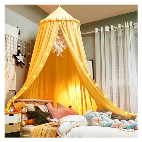 OIFAODAO, Betthimmel, verträumter, von der Decke hängender Prinzessinnenhimmel mit Rüschen, Schlafzimmerdekoration, weiches Baldachinnetz, Leseecke, extragroße in Queen-Size-Größe –,Baldachin(Yellow) OIFAODAO, Betthimmel, verträumter, von der Decke hängender Prinzessinnenhimmel mit Rüschen, Schlafzimmerdekoration, weiches Baldachinnetz, Leseecke, extragroße in Queen-Size-Größe –,Baldachin(Yellow) von OIFAODAO