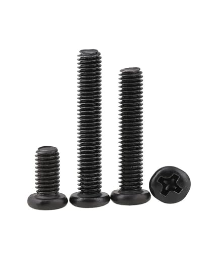 OIFAODAO, Eingewindeschrauben, Mehrzweck-Holzschrauben, 5/10 Stück M2,5 M3, M4 M5 Rundkopf-Kreuzschraube Schwarz,Schwarze Schrauben(M2x3mm) von OIFAODAO