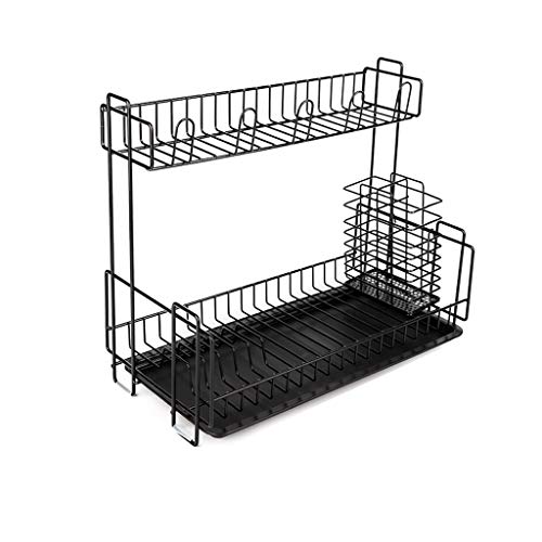 OIFAODAO, Metall-Abtropfgestell, Küchengestell, Essstäbchenhalter, Geschirraufbewahrung, Zubehör, 2 Lagen Abtropfgestell ,Abtropfgestell(Black) von OIFAODAO