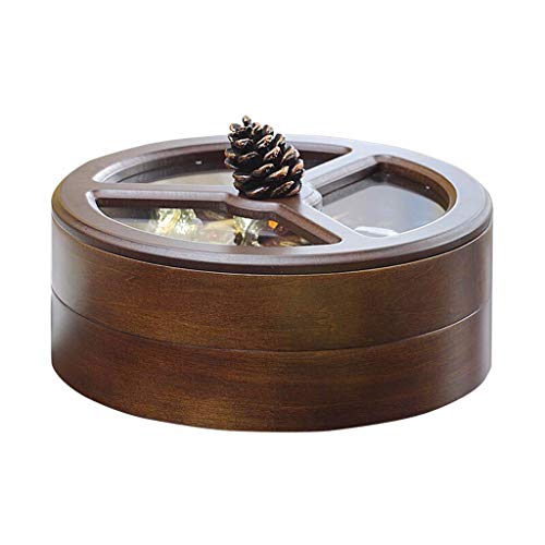 OIFAODAO, Obstschale, Obstteller for den Schreibtisch, kreative amerikanische Bonbonschachtel for zu Hause mit Deckel, aus Holz, Tannenzapfen, rund, doppellagig, drehbar,Obstplatte OIFAODAO, Obstschale, Obstteller for den Schreibtisch, kreative amerikanische Bonbonschachtel for zu Hause mit Deckel, aus Holz, Tannenzapfen, rund, doppellagig, drehbar,Obstplatte von OIFAODAO