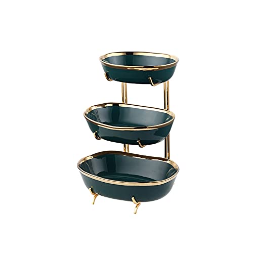 OIFAODAO, Obstschale, kreativer dreischichtiger Obstteller, Wohnzimmer-Heimdekoration, chinesischer Snackteller, Süßigkeitenteller, Obstschalen for die Rezeption,Obstplatte(White) von OIFAODAO