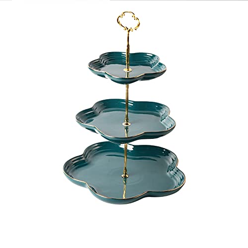 OIFAODAO, Obstteller Dreischichtiger Dessertteller im europäischen Stil, Kuchen- und Desserttisch, mehrschichtiges Gebäck, Wohnzimmer, Obstschale, Schüssel, Teller,Obstplatte(Blue) von OIFAODAO