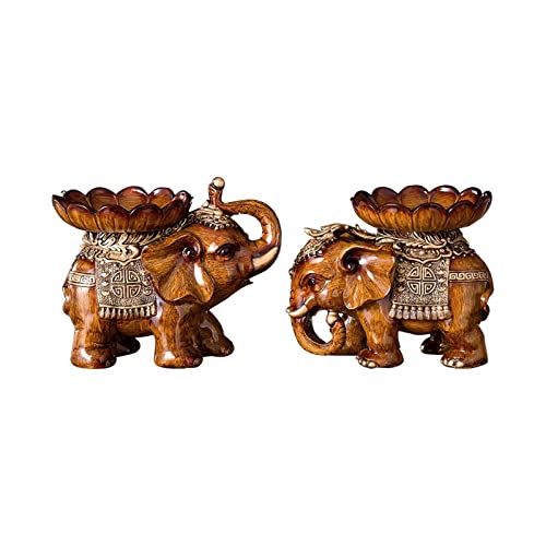 OIFAODAO, Obstteller-Set aus Kunstharz, 2 Teller mit Nüssen und Trockenobst in Elefantenoptik, exquisite dekorative Ornamente, Serviertablett for Snacks Süßigkeiten,Obstplatte von OIFAODAO
