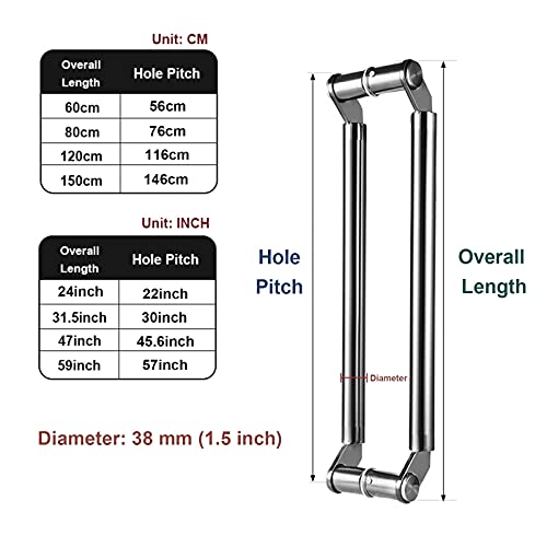 OIFAODAO, Schiebetürgriffe aus Glas for die Dusche im Barn-Stil mit Push-Pull-Funktion, runde Stangen Edelstahl for den modernen Eingang ，Türgriffe(Gray,Length120CM) von OIFAODAO
