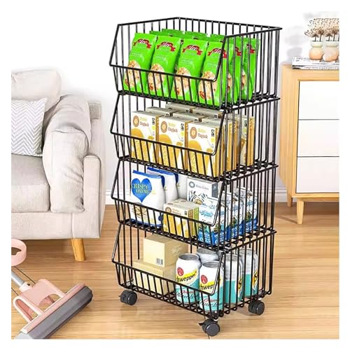 OIFAODAO, Snack-Regal-Organizer, for Speichern von Snack-Körben for Büro, Küche, Schrank, Speisekammer, Einzelhandelsgeschäfte, Wohnheim ，Produktpräsentationsregale(Black,Large) von OIFAODAO