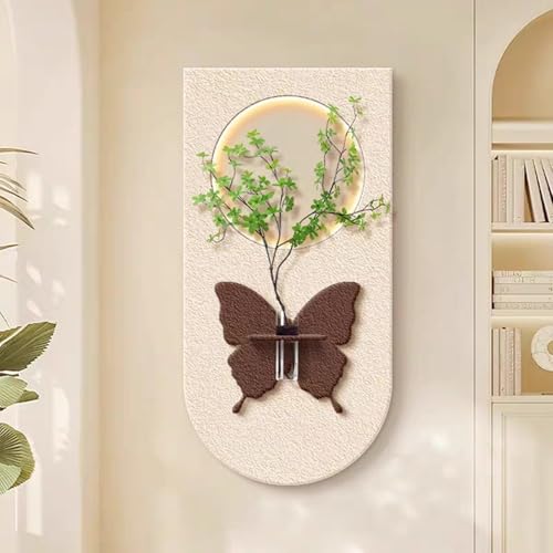 OIFJROIW 3D Wanddekoration Sandstein Wandlampe Gemälde mit Vase Und Simulierter Pflanze Hängendes Kunstwerk für Heiminterieurs(Style1,80 * 140cm) von OIFJROIW