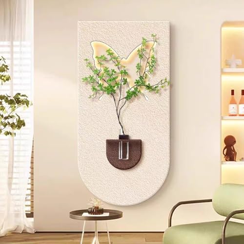 OIFJROIW 3D Wanddekoration Sandstein Wandlampe Gemälde mit Vase Und Simulierter Pflanze Hängendes Kunstwerk für Heiminterieurs(Sytyle2,80 * 140cm) von OIFJROIW