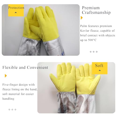 OIFJROIW Kevlar Aluminisierter Hitzebeständiger Schweißerhandschuh Industrieller Schutz Und Isolierung, 38cm/14.9in OIFJROIW Kevlar Aluminisierter Hitzebeständiger Schweißerhandschuh Industrieller Schutz Und Isolierung, 38cm/14.9in von OIFJROIW