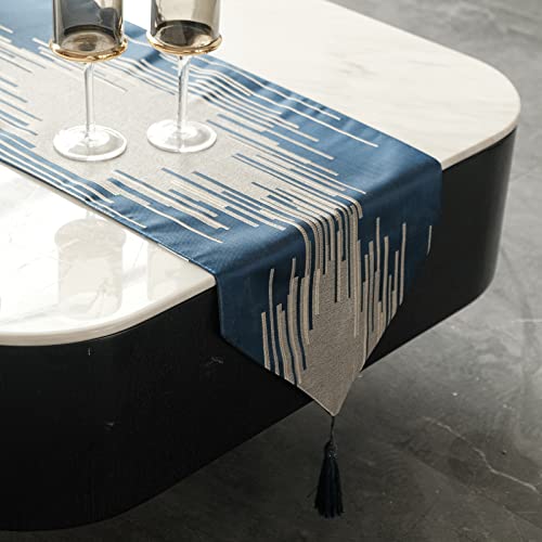 Tischläufer Modern mit Quaste 30x230cm Luxus Tischläufer Blau Abwaschbar Tischläufer aus 100% Polyester Tischläufer für Party Bankett Küche Thanksgiving von OIGAE von OIGAE