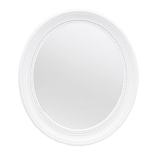 OIGUMR Badezimmerspiegel Wandspiegel Spiegel Wanddekor Ovaler Spiegel (Weiß, 51 x 42 cm) von OIGUMR