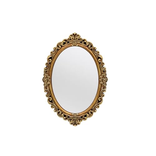 OIGUMR Ovaler Kleiner Wandspiegel, Vintage, Hängespiegel für Schlafzimmer, Wohnzimmer, Kommode, Dekor (Gold, Rahmengröße: 30,5 x 21,1 cm) von OIGUMR