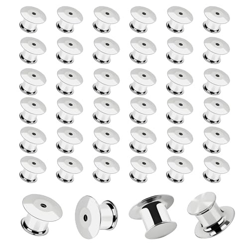 OioTuyi 30 Stück Sicherungsstift-Halterungen: Sichere Steckverschlüsse für Abzeichen, Metall-Abzeichen-Rückwände, Pin-Abzeichen-Verriegelung, Schmetterlings-Pin-Verschlüsse, DIY-Handwerk, Silber von OIHCAZ