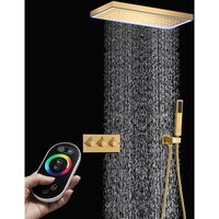 Duschsystem,400x200mm 64-farbiger LED-Musik-Duschkopf,Ganzkörper Duschsystem,Decken-Regenbrauseset,2-Funktions-Hauptkörper mit Warm- und von OIHPAW