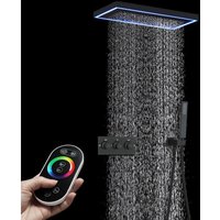 Duschsystem,400x200mm 64-farbiger LED-Musik-Duschkopf,Ganzkörper Duschsystem,Decken-Regenbrauseset,2-Funktions-Hauptkörper mit Warm- und von OIHPAW