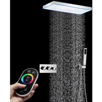 Duschsystem,400x200mm 64-farbiger LED-Musik-Duschkopf,Ganzkörper Duschsystem,Decken-Regenbrauseset,2-Funktions-Hauptkörper mit Warm- und von OIHPAW