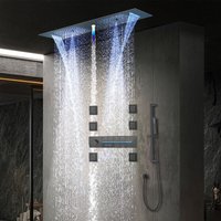 Duschsystem,900 x 300 mm 4 Funktions LED Musik Duschkopf (Regen, Sprühstrahl, Wasserfall, Wassersäule),Ganzkörper Duschsystem,Decken Wasserfall von OIHPAW
