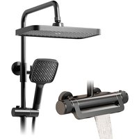 Duschsystem,Duschsäuleset 3in1 mit 330x220mm Regendusche,Duschsystem mit thermostat Pistolengrau,360° Verstellbarer Regendusche Duschkopf,3 Modus von OIHPAW