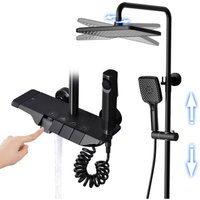Duschsystem Schwarz Thermostat 4 Funktion 3 Modus Handbrause Bidet Sprayer Wandmontage Höhenverstellbar Black - Oihpaw von OIHPAW