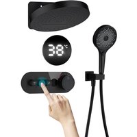 Duschsystem mit Thermostat Unterputz Duscharmatur 32CM Kopfbrause Multifunktionale Handbrause Messingkörper Grau - Oihpaw von OIHPAW