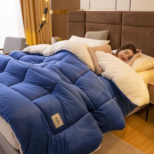 Daunendecke Kaschmir Steppdecke Verdickte Superweiche Isolierung Wintersteppdecken Kaschmir Und Doppelte Stoffe Wärme Flauschige Plüschseitige Decke Doppelseitige Steppbettwäsche B,180 * 220CM von OIJHHFYGDK