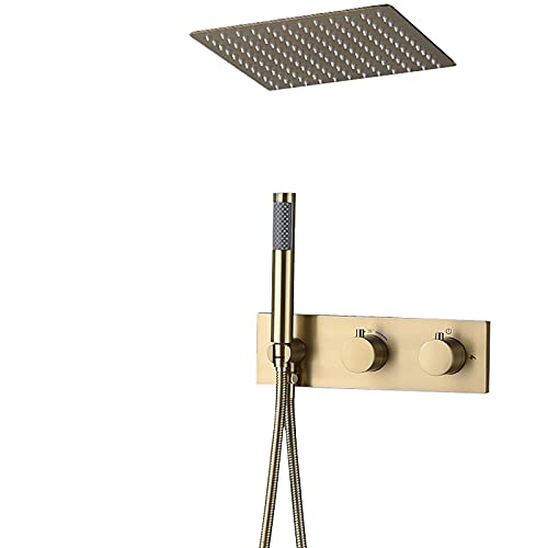 Duschset Regendusche Duscharmatur Automatisch Duscharmatur Kombi-Set Messing Doppelgriff Regenmischer Deckenmontage mit Handbrause Duschkopf von OIJHHFYGDK