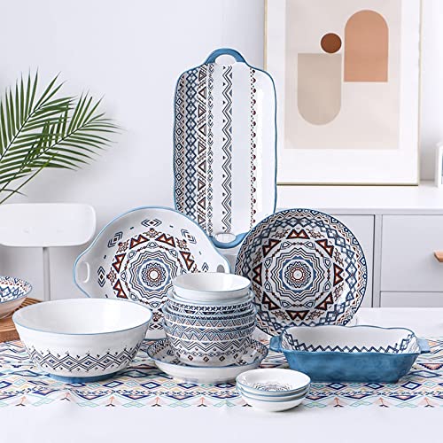 Geschirr-Geschirr-Sets, 20-teiliges Geschirr-Set, Porzellan-Geschirr-Sets, Geschirr-Kombinations-Set, Speiseteller, Dessertteller und Schüsseln, spülmaschinenfestes Keramik-Geschirr, Service für 6 von OIJHHFYGDK