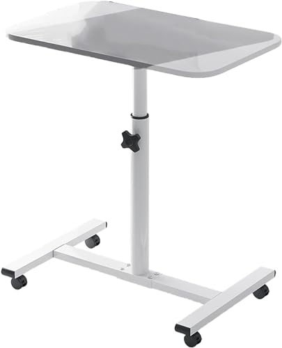 Laptop-Schreibtisch, Betttisch, mobiler Stehschreibtisch, tragbarer Schreibtisch mit Rädern und Höhenverstellung, mobiler Arbeitsplatz mit Laptop-Wagen für E von OIJHHFYGDK