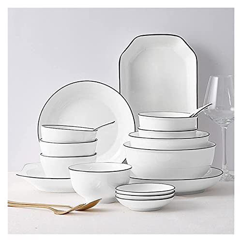 OIJHHFYGDK 19-teiliges Geschirrset aus Bone China-Porzellan mit Tellern, Schüsseln und Geschirr, Keramik-Geschirrset für die Küche zu Hause von OIJHHFYGDK