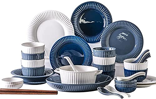 OIJHHFYGDK 56-teiliges Geschirrset aus Bone China im Palaststil, nordisches Speisetellerset aus Keramik, Geschirrset aus Porzellan von OIJHHFYGDK
