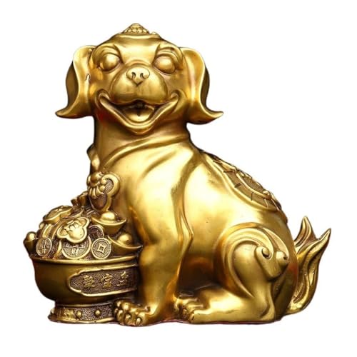 OIJHHFYGDK Antikes Dekor, Arbeitszimmerregal, dekorative Skulpturen, Messing-Hundeornamente, Home-Office, Feng-Shui-Dekoration, Messingdekor von OIJHHFYGDK