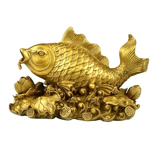 OIJHHFYGDK Antikes Dekor, Eingangstisch, Wohndekor, Statue, Messing, Drachenfisch-Ornamente, Bastelornamente, Gold, Raumdekor, Messingdekor von OIJHHFYGDK