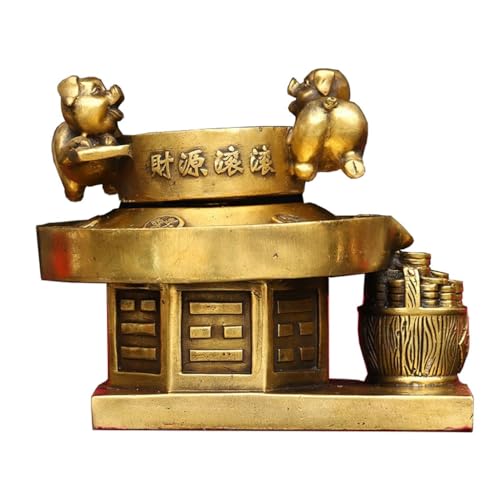 OIJHHFYGDK Antikes Dekor, Heim, Feng Shui-Ornamente, Messing, Schwein-Ornamente, Kunsthandwerk, dekorative Ornamente, Bogu, Regaldekoration, Messing-Dekor von OIJHHFYGDK