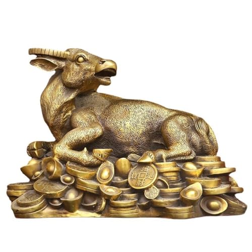 OIJHHFYGDK Antikes Dekor Glücksbringer Messing Ornamente Wohndekoration Kuh Ornamente Büro Desktop Feng Shui Statuen Messing Dekor von OIJHHFYGDK