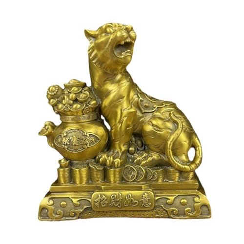 OIJHHFYGDK Antikes Dekor Home Office Tiger Ornamente Desktop Ornamente Messing Tiger Dekorationen Eingang Tisch Skulptur Ornamente Messing Dekor von OIJHHFYGDK