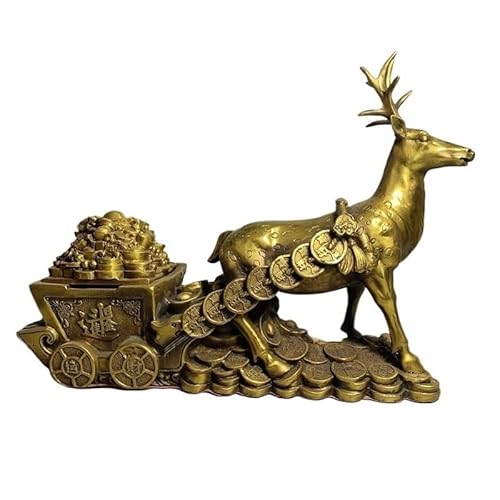 OIJHHFYGDK Antikes Dekor Metall Messing Hirsch Handwerk Ornamente Wohnkultur Feng Shui Reichtum Ornamente Büro Desktop Skulptur Messing Dekor von OIJHHFYGDK